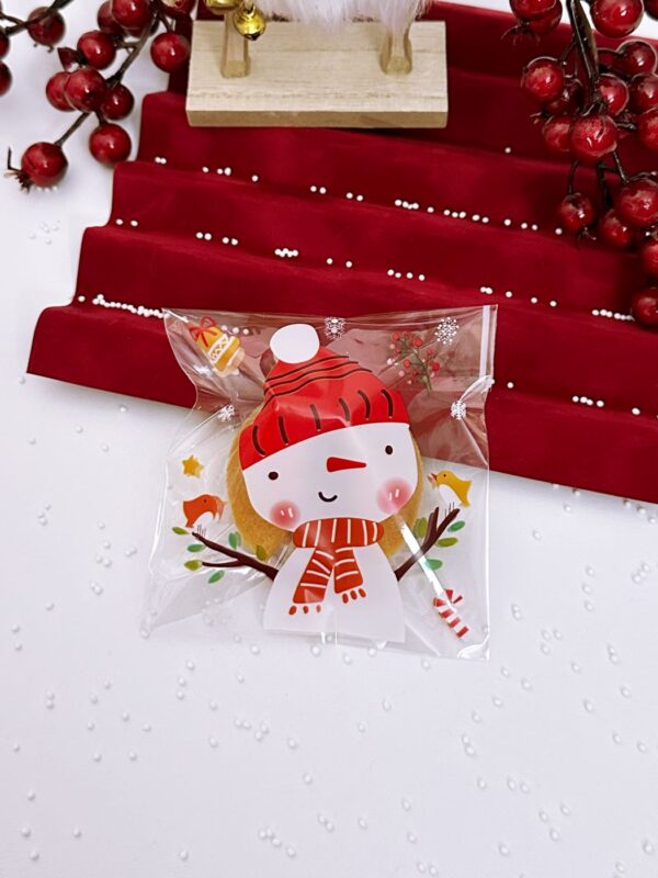 Laimės sausainis supakuotas Kalėdiniame maišelyje