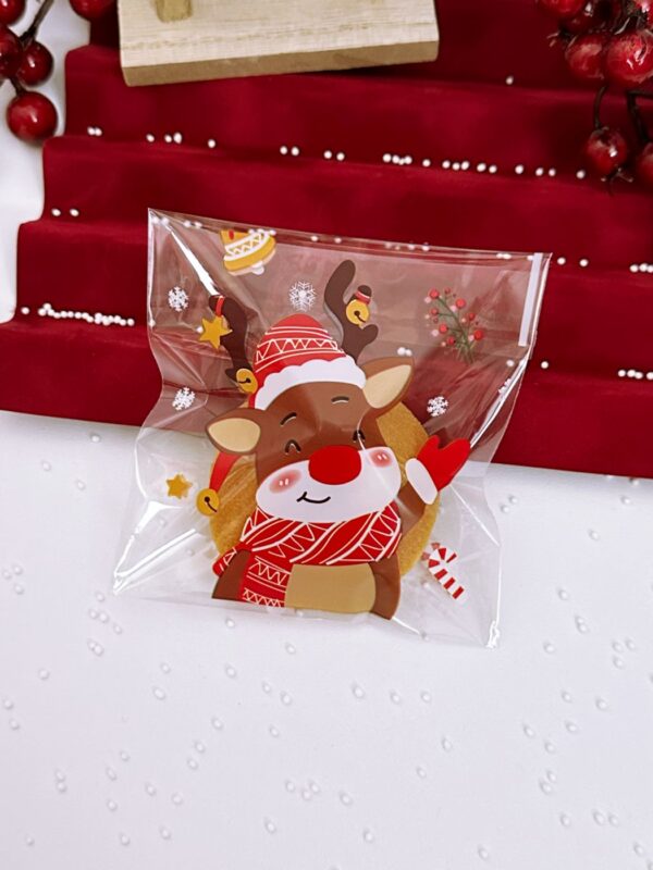 Laimės sausainis supakuotas Kalėdiniame maišelyje