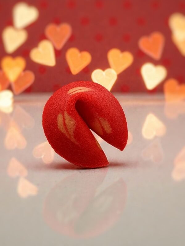 Laimės sausainis - raudonas su širdelėmis